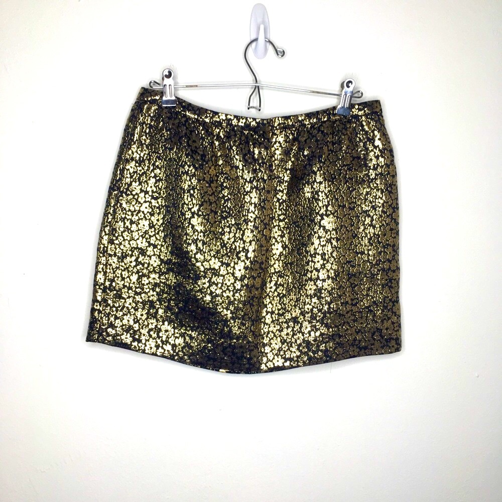 J. Crew Collection Gold & Black Metallic Skirt Size 2